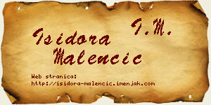 Isidora Malenčić vizit kartica